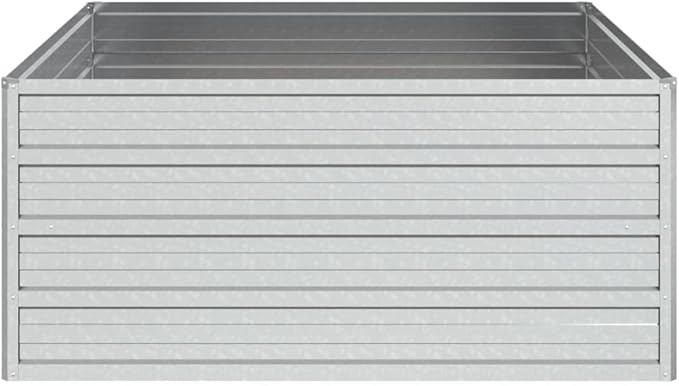 Garden Beds Outdoor Planter Cages Boxes Herb Garden Raised Bed 39.4x39.4x17.7 Galvanized Steel Silver for Garden Outdoor Lawn Patio Flower Planters Metal Trough