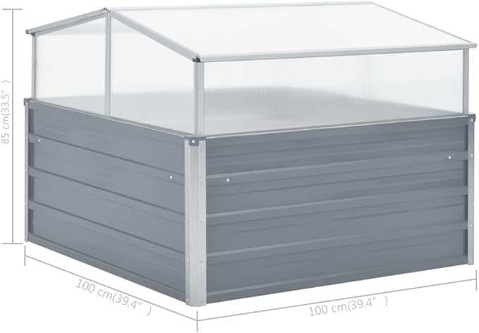 Galvanized Steel Elevated Garden Bed 39.4 in Square Stackable Raised Planter Box for Vegetables &amp Flowers Outdoor Patio Raised Bed with Adjustable Panels &amp Drainage