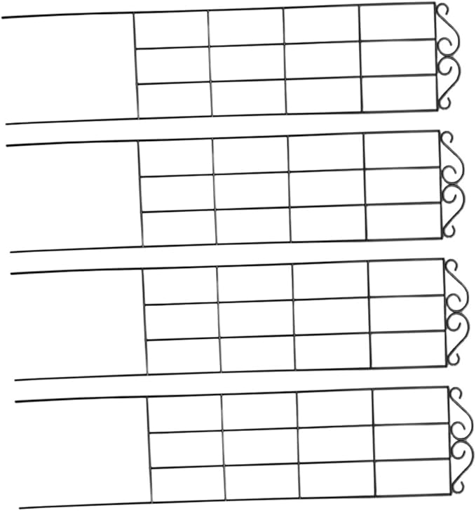 4pcs Garden Plant Climbing Frame Trellis Support 50x15cm Black Metal for Indoor Outdoor Potted Vines and Flower Climbing