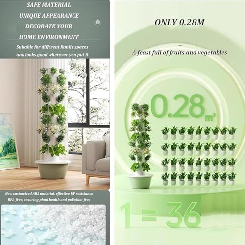 Vertical Hydroponic Growing Tower with Pump &amp LED Perfect for Strawberries Herbs &amp Indoor Plants - Space-Saving Indoor Garden System