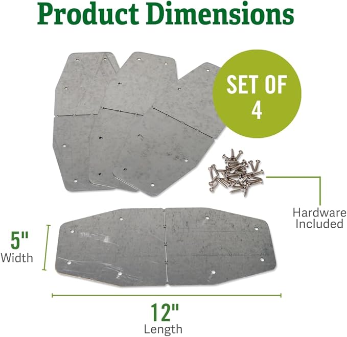 Gardener's Supply Company Adjustable Raised Bed Corners - Set of 4 | DIY Garden Bed Corners Bend to Any Angle Use with Any Lumber | 12” L x 5” W Durable Steel with Pre-Drilled Holes &amp Hardware