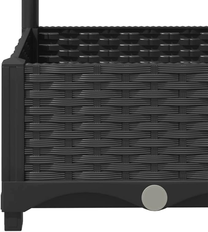 vidaXL Garden Planter with Trellis – Black 15.7x15.7x47.8 – Weather- PP for Outdoor Use in Garden Balcony Terrace