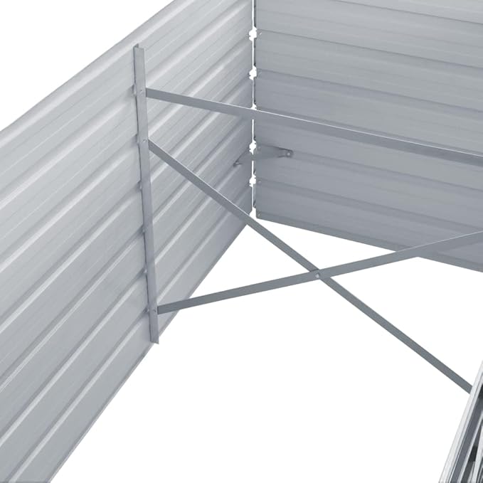 Garden PlanterOutdoor Plant BoxPatio Balcony Deck for Growing Flowers Vegetables Tomatoes and HerbsGarden Raised Bed Galvanized Steel 94.5x31.5x17.7 Gray