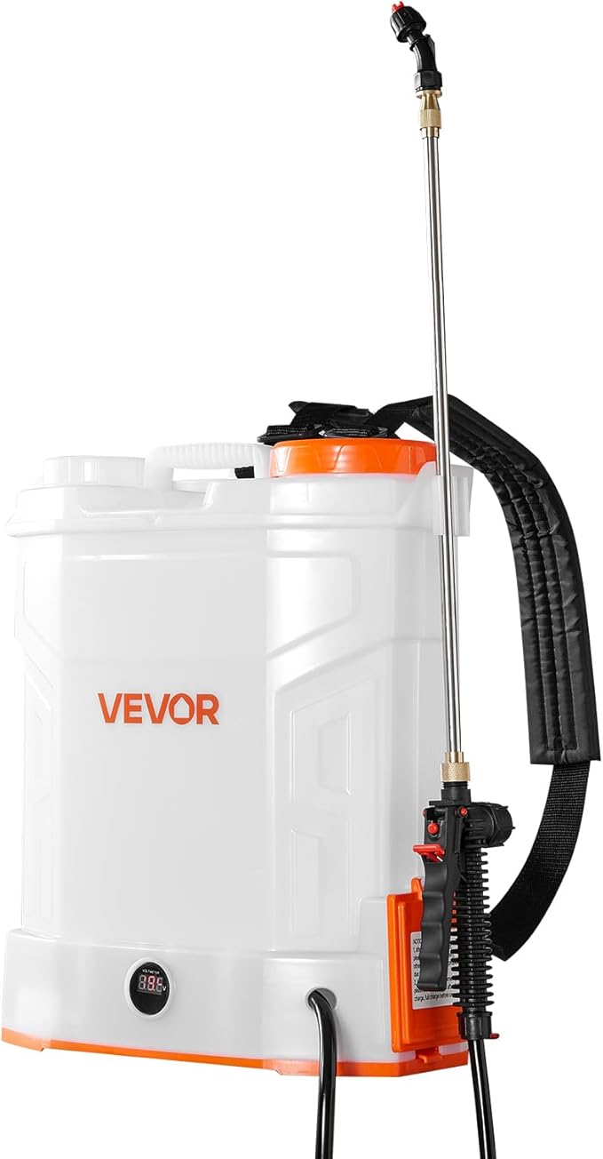 VEVOR Battery Powered Backpack Sprayer 3.2 Gal Powerful Electric Backpack Sprayer 2 Retractable Wands &amp 5 Nozzles Adjustable 0-90 PSI 2 Hour Runtime Portable Weed Sprayers for Yard Garden Law
