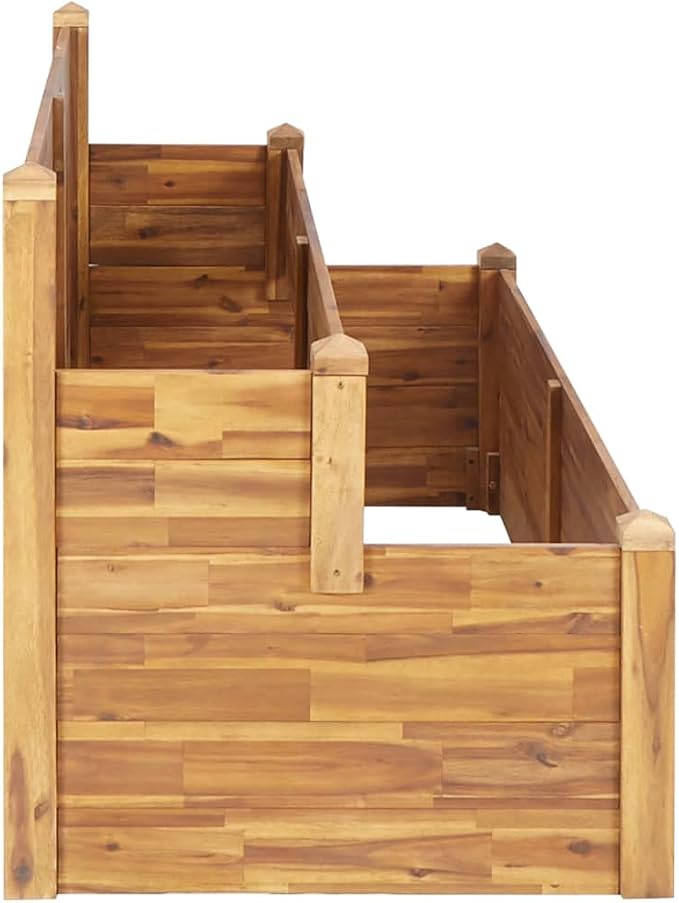 2-Tier Wooden Garden Planter Box Wood Garden Raised Bed for Plants Vegetables Herbs and Flowers 63x29.5x33.1-406
