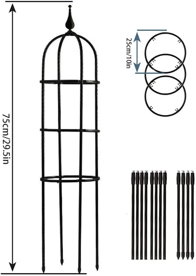 RADAAB Garden Plant Obelisk Trellis47.3 24 29.5 35.5 H Tower Plant Support Garden Trellis for Potted Climbing Flowers Vegetable Vine Indoor Outdoor (Size : 10/25cm Diax29.5/75cm H)