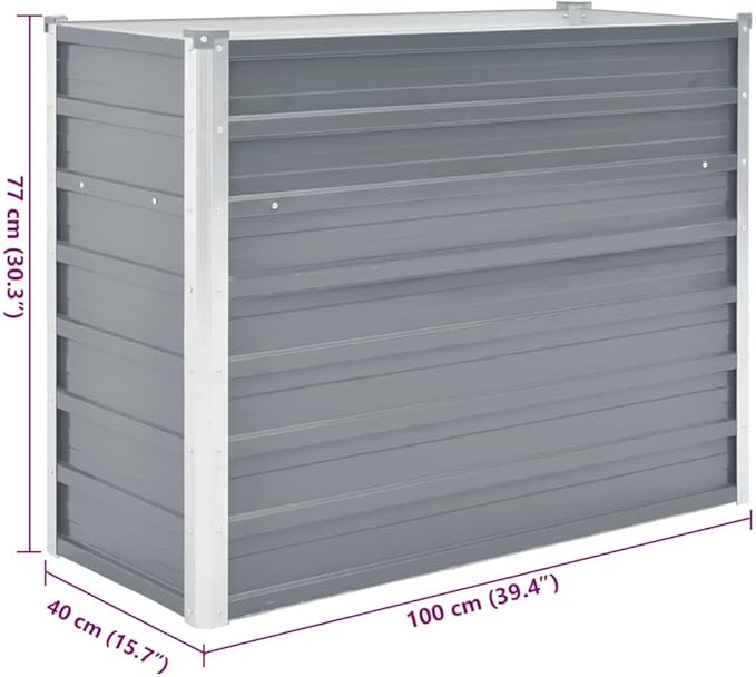 Galvanized Steel Raised Garden Bed 39.4 x 15.7 x 30.3 in Grey Rectangular Metal Planter Box with Open Bottom for Balcony Patio Backyard Elevated Flower Vegetable Outdoor Planting