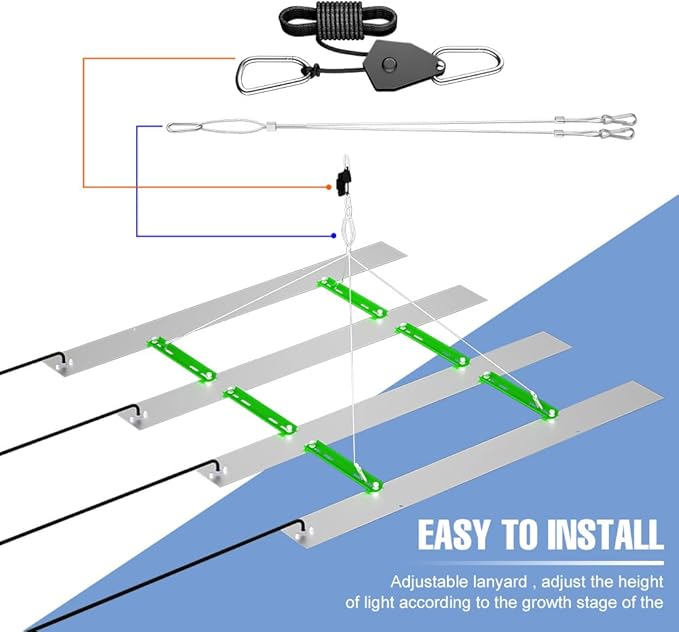 LED Grow Light 2ft 4Heads 800W Equivalent Super Bright Indoor Full Spectrum Plants Lamps Sunlight Fill Planting Lights Greenhouse Tent Growth Box 100-277V Vegetables Seeds Flower Hydroponics Lighting