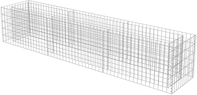 Gabion Raised Bed Silver Galvanized Steel Large Durable Outdoor Planter Box 369 Gallon Capacity Rectangular Garden Bed for Landscaping