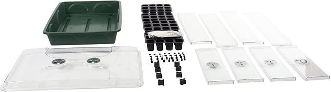 EarlyGrow Large Domed Propagator with 2 Height Extenders Seedling Trays and Locking Clip Set Green (97019)