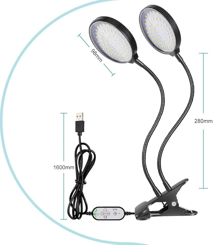 80W LED USB Power Supply Indoor Planting Light 5V Dimmable Automatic on/Off 360° Adjustable 3-Mode Greenhouse Tent Hydroponic UV/IR Vegetables Flowers Seedlings Red and Blue Cultivation Lamping