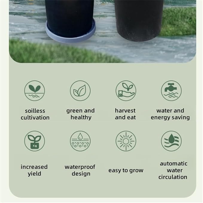 Indoor Smart Hydroponic Vertical Garden Water Circulation Plants Germination Kit with Lighting and Movable Water Tank for Home Indoor Gardening SystemGray6 Levels