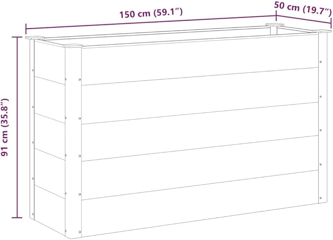 Modern Grey Wood-Plastic Composite Raised Garden Bed 59.1x19.7x35.8 Inch Planter Box for Outdoor Plants Durable UV &amp Water Resistant Gardening Solution
