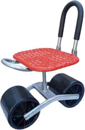 German Craft Garden Rolling Work Stool - Foldable Adjustable Height Gardening Bench with Wheels &amp Backrest for Gardening Farming Auto Repair Workshop (300lbs CapacityTwo wheels red foldable)