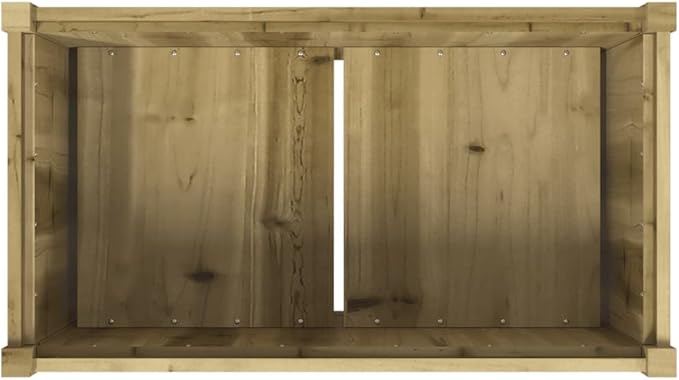 Large Garden Planter Natural Pine Treated Solid Wood 35.4x35.4x27.6 inch Durable Outdoor Raised Garden Bed for Flowers Herbs Vegetables