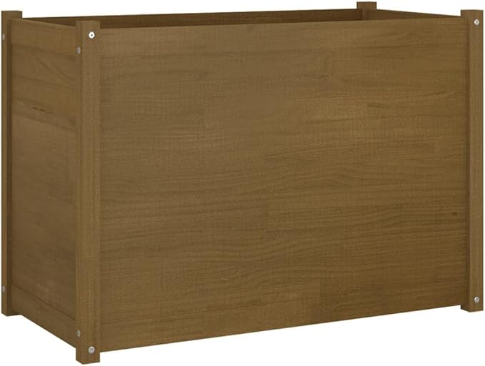 Wooden Garden Planter Box Raised Garden Bed Indoor Outdoor Planter Outdoor Wood Raised Garden Bed for Vegetables Flowers Herbs Honey Brown 39.4x19.7x27.6 Solid Wood Pine-202