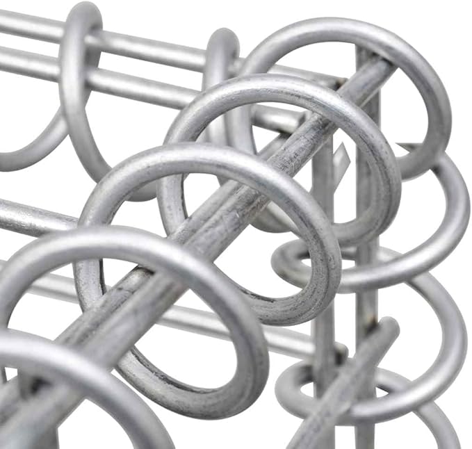 Trapezium Gabion Raised Garden Bed Silver Galvanized Steel Planter for Outdoor Plants 59.1 x 7.9 x 39.4 in Weather Resistant High Load Capacity