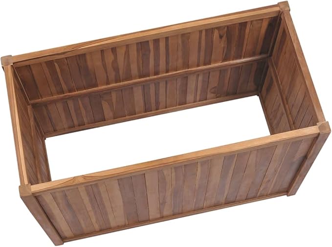 Outdoor Wooden Raised Garden Bed Planter Garden Box Raised Planter Raised Beds for Garden Flower Herb Vegetable 39.4x19.7x19.7 Solid Wood Teak