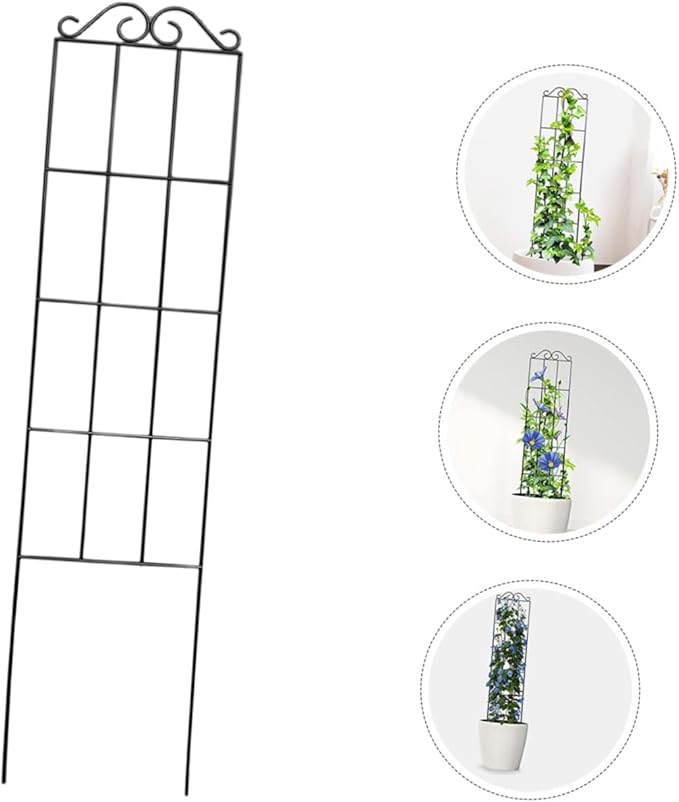 GLEAVI 4pcs Metal Plant Support Stakes Climbing Plant Frame Garden Trellis for Vines and Flowers 50x15cm Black Indoor Outdoor Vegetable Climbing Rack