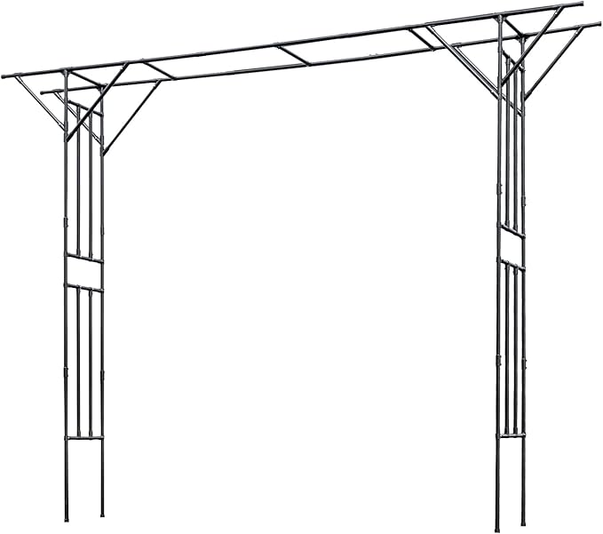 Sturdy Steel Outdoor Garden Trellis &amp Wedding ArchOutdoor Metal Climbing Plant Trellis for Vines FlowersGrapesGarden Arch11.8ft x 8.9ft (Black)