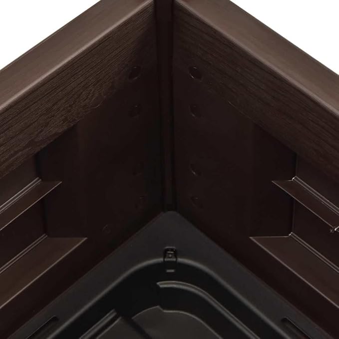 Square 16.9 in Mocha Raised Garden Bed for Herbs Veggies and Flowers Matte Polypropylene Planter Box Weatherproof for Patio Balcony Indoor Outdoor Use