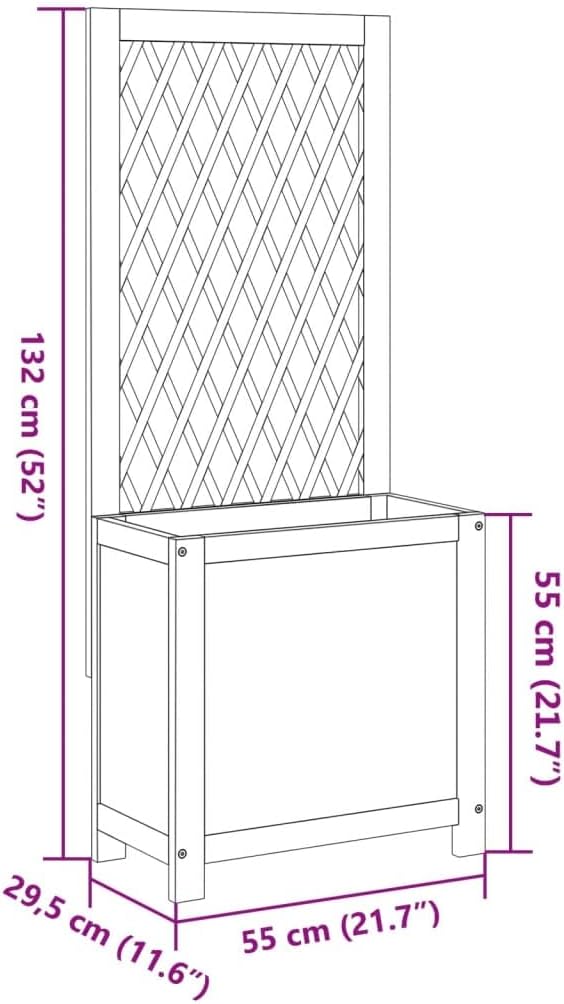 Garden Planter with Trellis Outdoor Raised Garden Bed Planter with Trellis Wooden Flower Standing Planter Box 21.7x11.6x52 Solid Wood Acacia-133