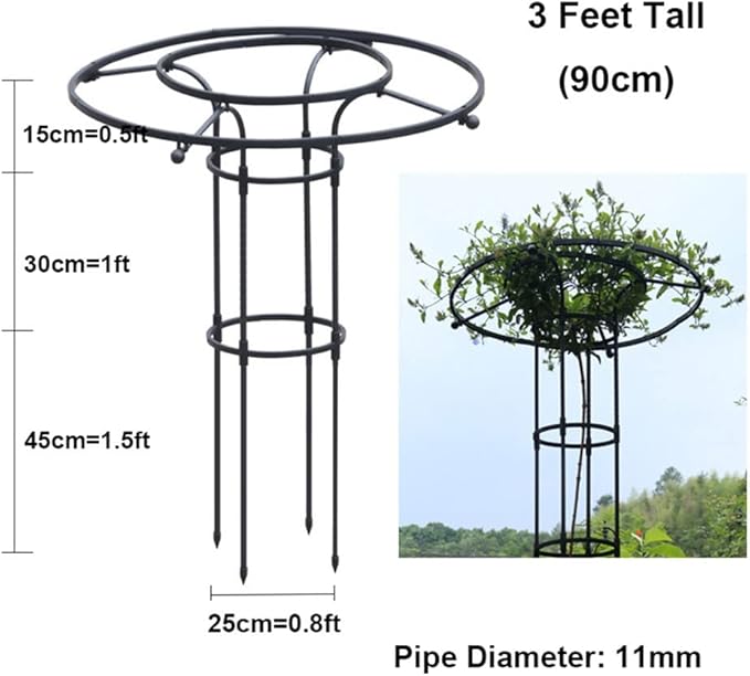 Garden Obelisk Trellis for Climbing Plants 3/4/5/5.9/6.9 feet Metal Umbrella Trellis Tower Frame Outdoor Flower Support Cage Climbing Stand Rack for Vines Rose (Size : 90cm/3ft)