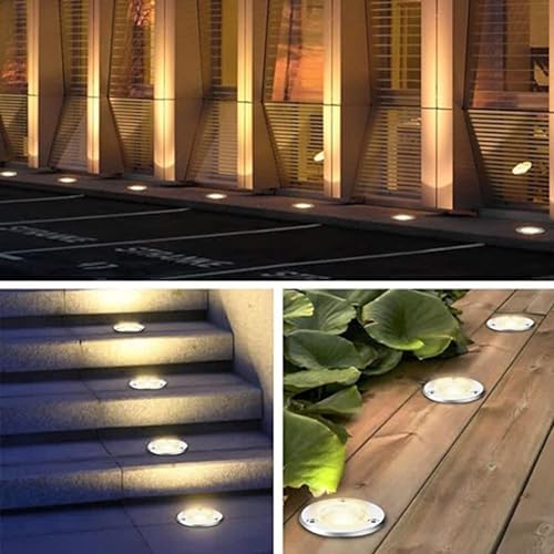 4-Pack 12V COB Recessed LED Spotlights Waterproof Round Garden Floor Lights Low Voltage Landscape Lighting for Patios Lawns Driveways &amp Decks (Warm White)