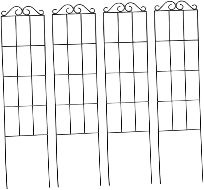 VOSAREA 4pcs Metal Climbing Plant Bracket Trellis Support for Vines Potted Plants Garden Indoor Outdoor 50x15cm Black Climbing Vine Frame