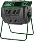 Exaco Trading Company Exaco Mr.Spin Compost Tumbler - 160 Liters / 43 Gallon Dual Chamber Composter On Two-Leg StandGreen/Black