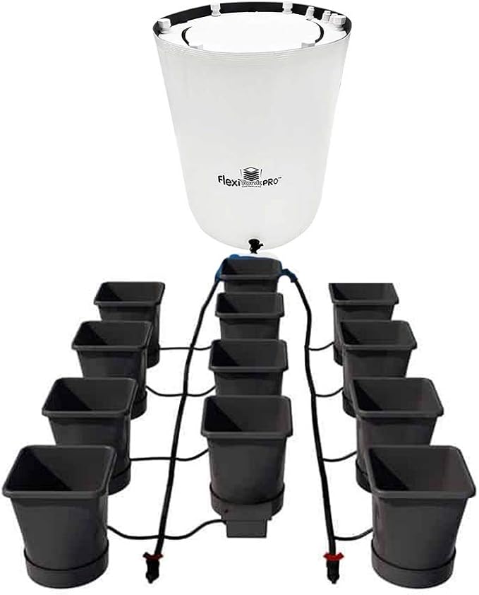 AutoPot 12 Pot XL System with 6.6 Gallon Pots and 60 Gallon PRO FlexiTank - Self-Watering Gravity-Fed Hydroponic Indoor System Black