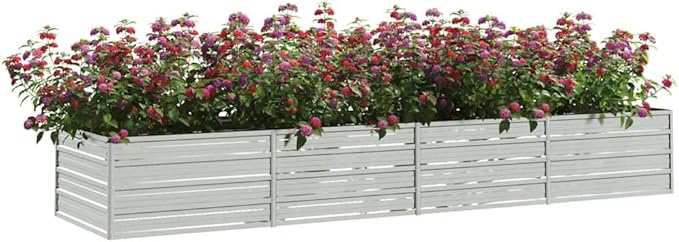 Large Galvanized Steel Raised Garden Bed Silver Rectangular Outdoor Planter Box for Vegetables Herbs Flowers 126x31.5x17.7 Inch