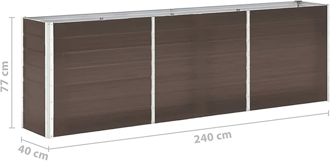 Large Galvanized Steel Garden Planter Durable Raised Bed 94.5x15.7x30.3 Inch Brown Metal for Outdoor Gardening