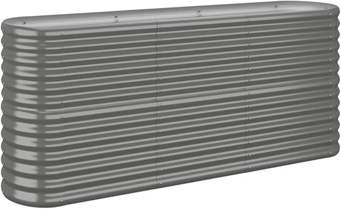 YAFF Large Grey Oval Garden Raised Bed - Powder-Coated Steel Planter Box 59.8 x 59.8 x 26.8 in for Outdoor Gardening - Perfect for Vegetables Herbs and Flowers