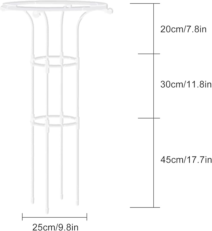 Asodomo Garden Obelisk Trellis for Climbing Plants Outdoor 3 Feet Metal Gardening Climbing Frame Plants Support Stakes for Potted Plants Vegetable Flowers Vine (White 9.8 D x 37.4 H)