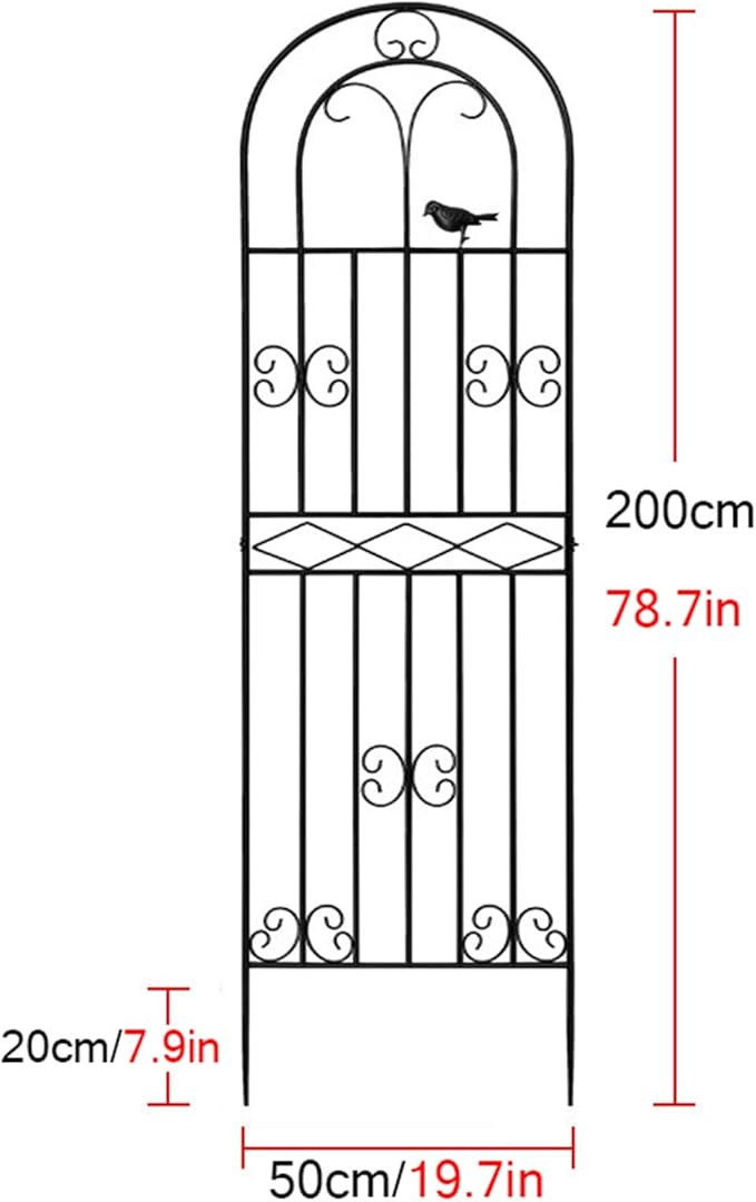 Garden Trellis Flower Stand 180cm 200cm Arched Outdoor Decoration with Bird Outdoor Rustproof Metal Support Fence for Climbing Plants Lawn Garden Backyard Patio(Size:200cm/78.7in)