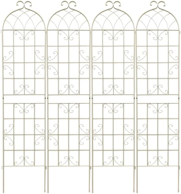 4 Pack Metal Garden Trellis 86.7 x 19.7 - Rustproof Climbing Plant Support for Outdoor Gardens(4 Pack-Cream White)