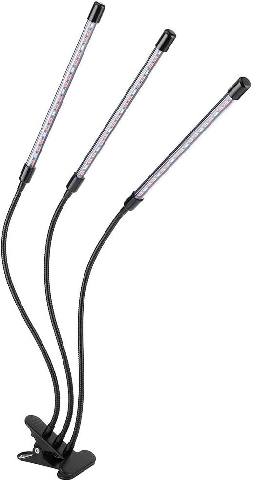 YWBL-WH 30W USB 3 Tubes Flexible LED Grow Light Full Spectrum Growing Lamp Adjustable Three-Head Indoor Light for Plants and Flowers with Flexible Gooseneck