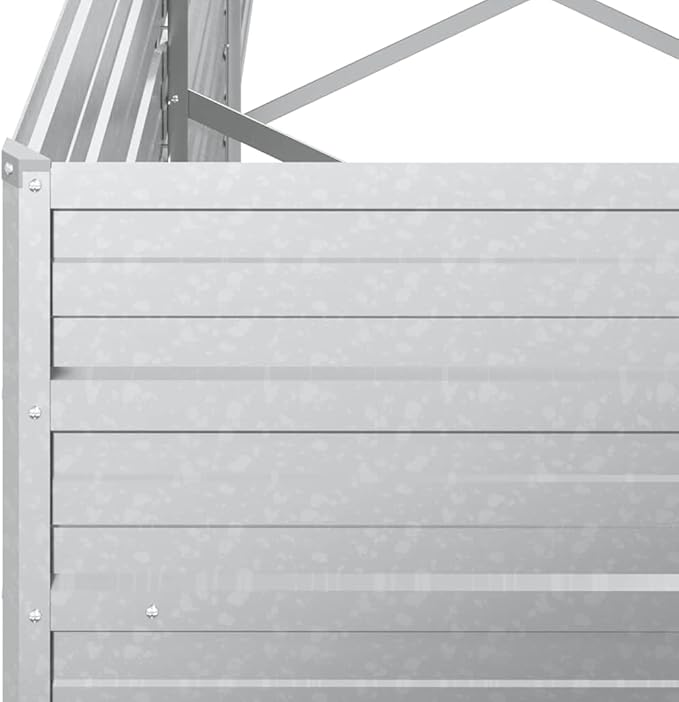 Large Galvanized Steel Raised Garden Bed Silver Rectangular Outdoor Planter Box for Vegetables Herbs Flowers 126x31.5x17.7 Inch