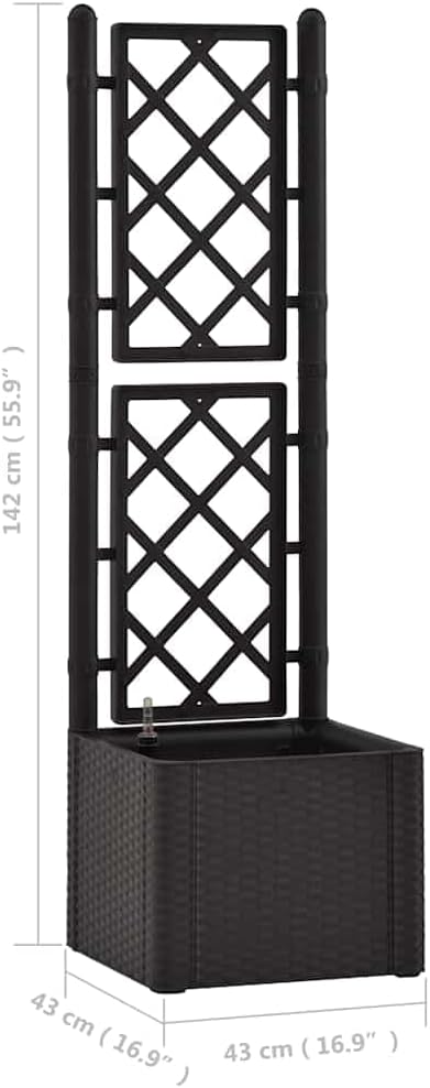 Garden Raised Bed with Trellis Gardening Box Planter Boxes Patio planters Raised Flower Bed Suitable for Nursery Corridor Courtyard Orchard and Self Watering System Anthracite