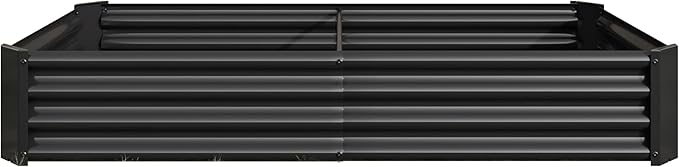 Modern Raised Garden Bed Outdoor 6×3×1ft Metal Raised Rectangle Planter Beds for Plants Vegetables and Flowers - Black