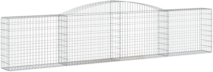 Arched Gabion Basket Set 2 Pcs 157.5 x 11.8 x 31.5/39.4 Galvanized Iron Garden Planter Box Decorative Outdoor Raised Garden Bed Sound Insulating Fence