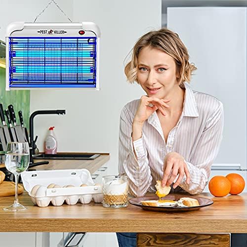 Indoor Electric Bug Zapper 2800V Powerful Flying Insect Mosquito Killer w/ 20W Blue Light Attract Plug-in Pest Control Machine for Moth Fruit Fly Fungus Gnat Garage Bug Catcher/Eliminator/Trap