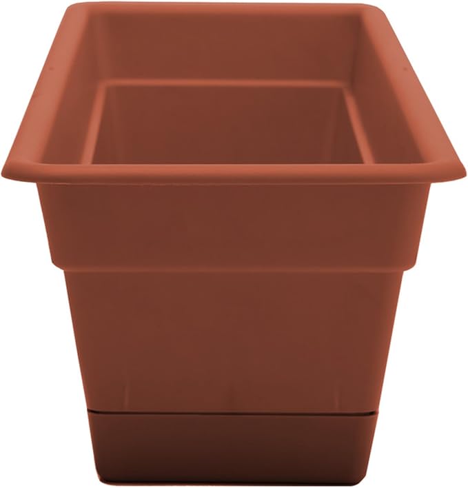 Bloem Dura Cotta Window Box Planter: 24 - Terra Cotta - with Tray Weatherproof Resin Box Removable Tray for Indoor &amp Outdoor Use Gardening 3 Gallon Capacity