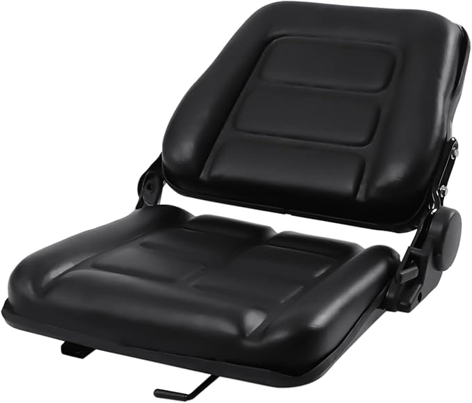 Universal Forklift Seat Forklift Seat with Adjustable Backrest Foldable Lawn Mower Seat with Pre-Drilled Holes for Garden Excavator Bulldozer Trencher (Classic)