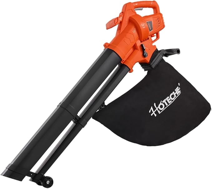 Hoteche 3-in-1 Electric Leaf Vac &amp Leaf Blower 1800 Watts High-Speed Leaf Blower with Shredder and 35L Collection Bag for Patios Lawn Driveways