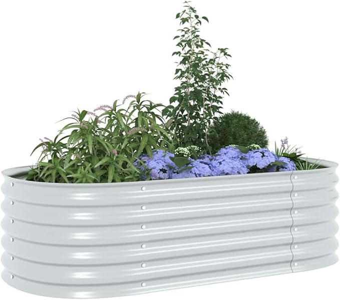 Galvanized Steel Garden Raised Bed: Large Outdoor Metal Planter Box for Vegetables Herbs Flowers - Durable Silver Steel for Outdoor Use