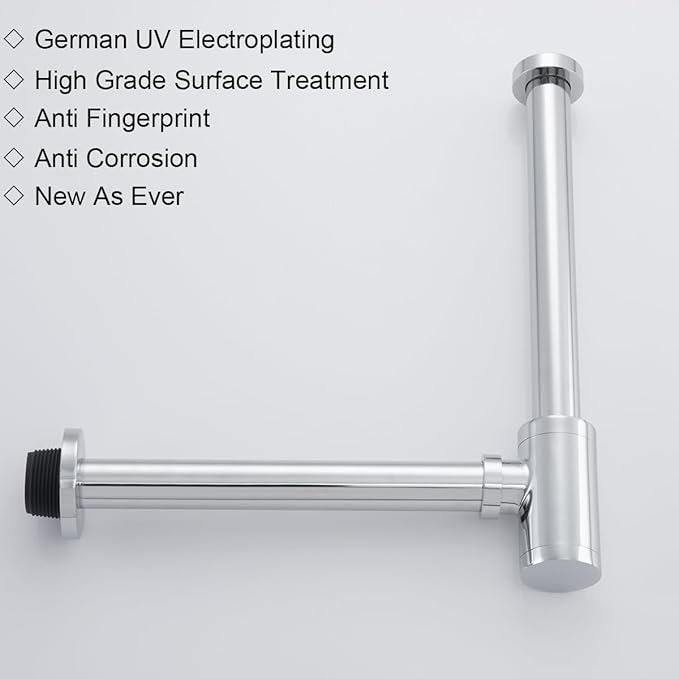 RANDOM Chrome Brass Bottle P Trap with Pop Up Drain Stopper Without Overflow11.81″ Slip Joint Extension Tube Adjustable Bathroom Basin Sink Drain Kit 1 1/4.RD83888C-L-S8