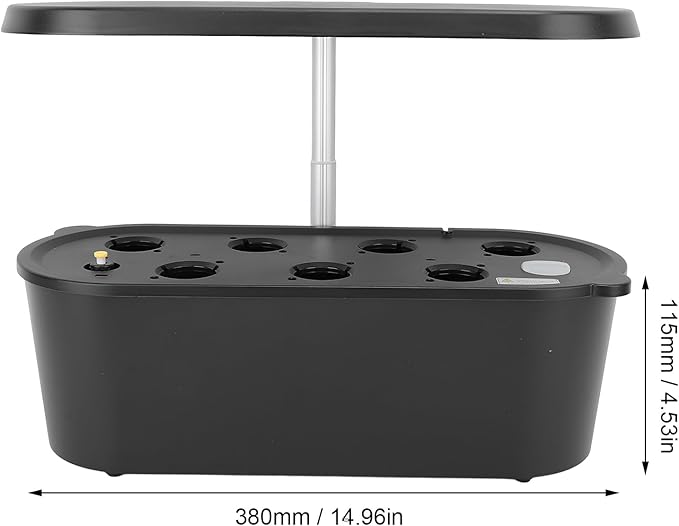 Hydroponics Growing System Kit 7 Pods Indoor Gardening System with 24W LED Grow Light 2 Smart Light Modes Microgreens Growing Kit (Black)