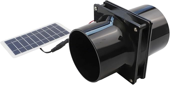 10W 12V Solar Exhaust Fan Kit With Round Duct And ABS Housing Solar Panel Powered Ventilation For RV Attic Greenhouse Boat(black)
